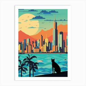 Mumbai, India Skyline With A Cat 1 Art Print