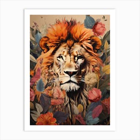 Lion Art Painting Collage Style 4 Art Print