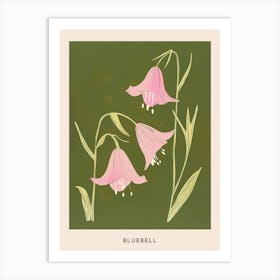 Pink & Green Bluebell 1 Flower Poster Art Print