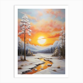 Sunset In The Snow 3 Art Print