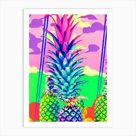 Pineapple Risograph Retro Poster Fruit Art Print