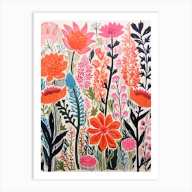 Red Wildflower Screen Print Art Print