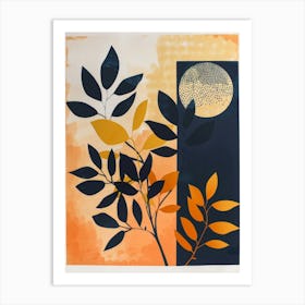 Moon And Leaves Art Print