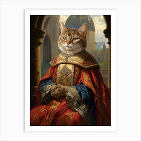 Contemplatative Cat In Royal Clothing Art Print