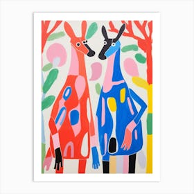 Colourful Kids Animal Art Kangaroos Art Print