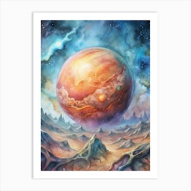 A Design Of An Exoplanet With Glowing Alien Like T (1) Art Print