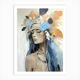 Feathered Luminescence, Native American Woman Art Print