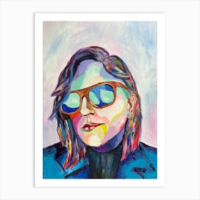 Abstract Woman Face Art Print with Positive Colors ,, Self Portrait,, Art Print