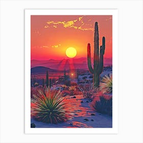 Cactus And Sun Art Print