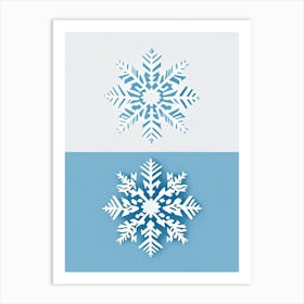 Cold, Snowflakes, Retro Minimal 4 Art Print