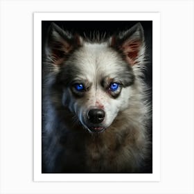 Blue eyes dog Art Print