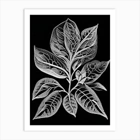 Salal Leaf Linocut 1 Art Print