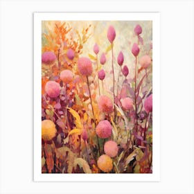 Fall Flower Painting Globe Amaranth 1 Art Print