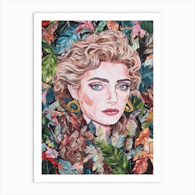 Floral Handpainted Portrait Of Princess Madonna 2 Art Print