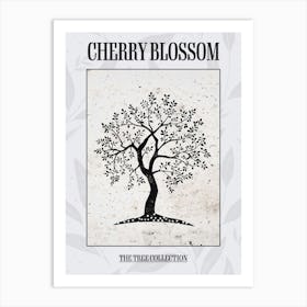 Cherry Blossom Tree Simple Geometric Nature Stencil 2 Poster Art Print