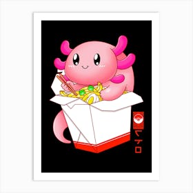 Axolotl Loves Ramen Art Print