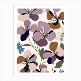 Wild Petunia Wildflower Modern Muted Colours 2 Art Print