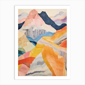 Great End England Colourful Mountain Illustration Art Print