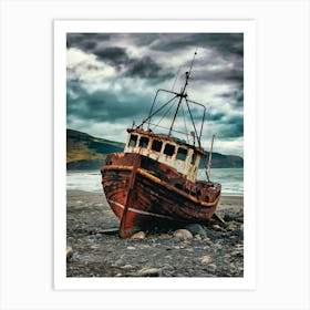 Abandoned Boat On The Beach Art Print