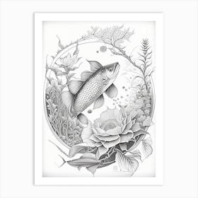 Yotsushiro 1, Koi Fish Haeckel Style Illustastration Art Print