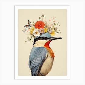 Bird With A Flower Crown Swallow 4 Art Print