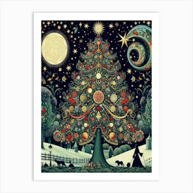 Christmas Tree 12Style William Morris Art Print