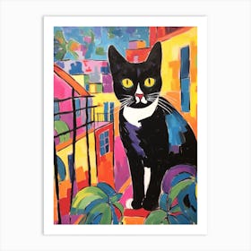 Painting Of A Cat In Barcelona Spain 1 Art Print