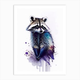 Violet Raccoon Watercolour Art Print