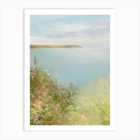 Pink Flowers By The Sea 1 Art Print