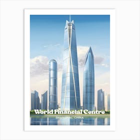 Shanghai World Financial Centre China Modern Travel Art Illustration Art Print