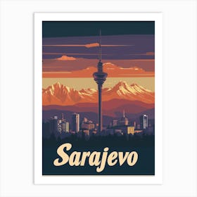 Aihrgdesign A Retro Travel Poster For Sarajevo 2 Art Print