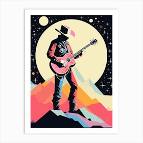 Cowboy playing Guitar Art Print