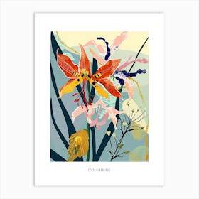 Colourful Flower Illustration Poster Columbine 2 Art Print