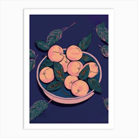 Bowl Of Peaches Illustration Art Print