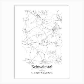 Schwalmtal,Germany Minimalist Map Art Print