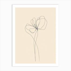 Single Line Drawing Of A Flower Art Print