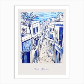 Tel Aviv Israel 2 Mediterranean Blue Drawing Poster Art Print