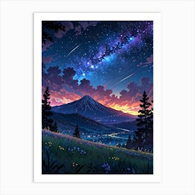 Night Sky Anime aesthetic 1 Art Print