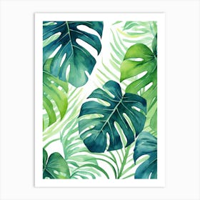 Watercolor Tropical Leaves Art Print