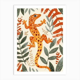 Orange Leopard Gecko Abstract Modern Illustration 5 Art Print