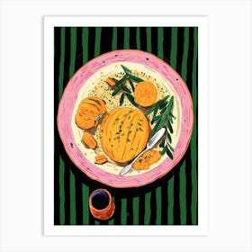 A Plate Of Pumpkins, Autumn Food Illustration Top View 7 Art Print