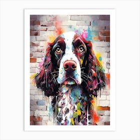 Aesthetic English Springer Spaniel Dog Puppy Brick Wall Graffiti Artwork 1 Art Print