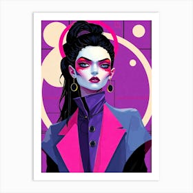 Sexy Girl in Creative Purple Illustration Art Print