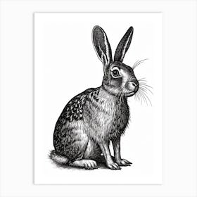Beveren Blockprint Rabbit Illustration 3 Art Print