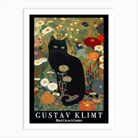 Klimt Black Cat In A Garden Museum Dark Art Print
