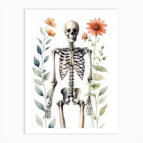 Floral Skeleton Watercolor Painting (35) Art Print