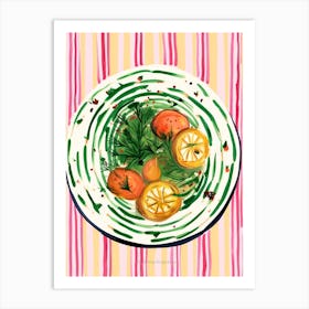 A Plate Of Radishes, Top View Food Illustration 3 Art Print