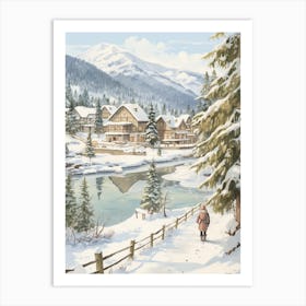 Vintage Winter Illustration Whistler Canada 1 Art Print