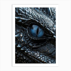 Closeup Macro Shot Of A Black Dragon Predominantly White Scales With Intricate Detail Visible In Th Art Print