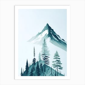 Mountain And Forest In Minimalist Watercolor Vertical Composition 202 Art Print